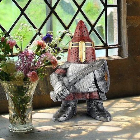 Design Toscano The Knight of the Round Mushroom Medieval Garden Gnome Warrior Statue QM23010
